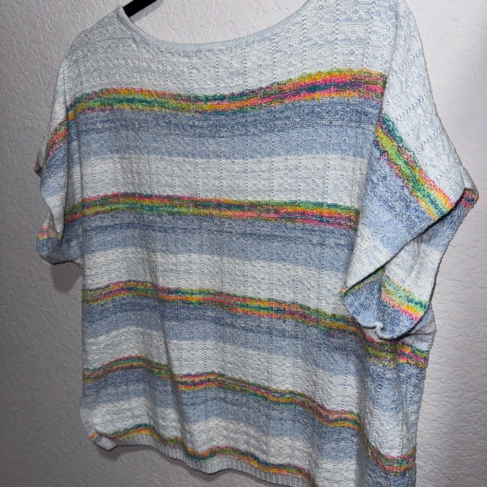 Tribal Jeans Neon Rainbow Knit Top Medium - Picture 2 of 6